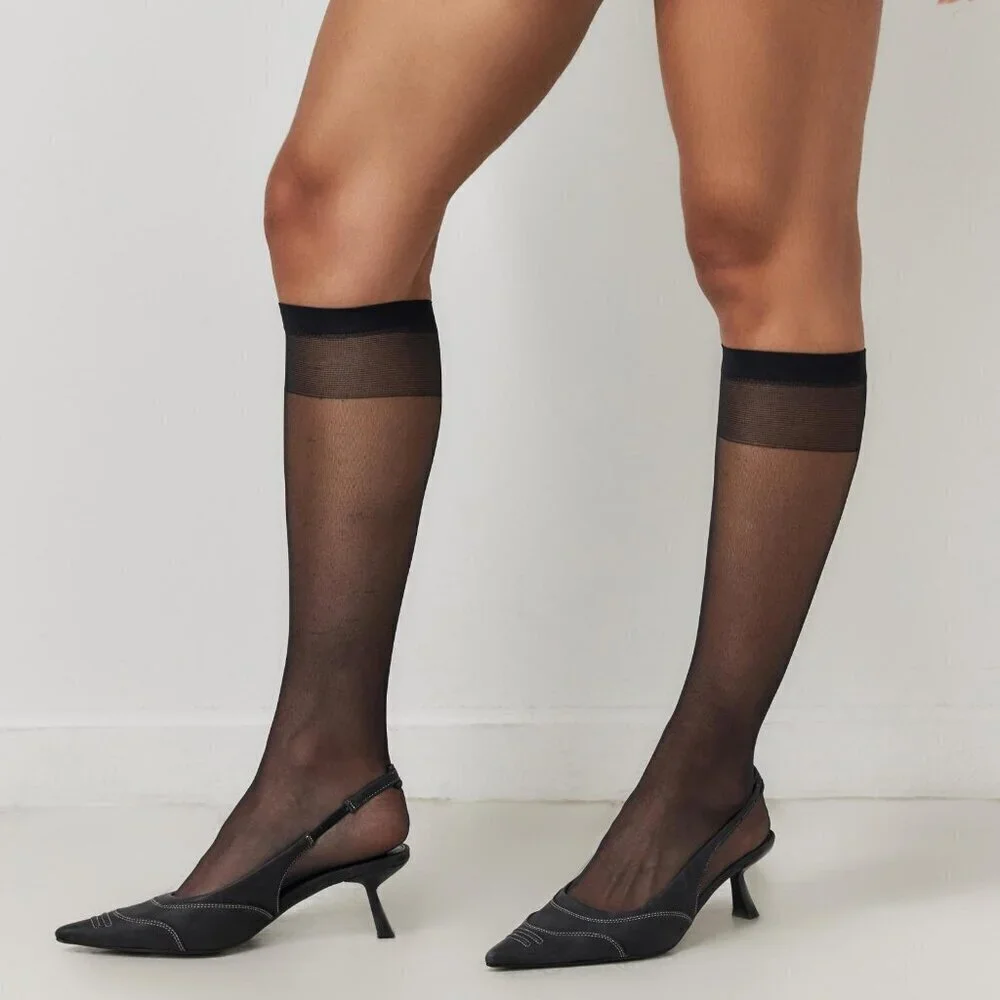 NWT Urban Outfitters Classic Sheer Black Knee High Socks
